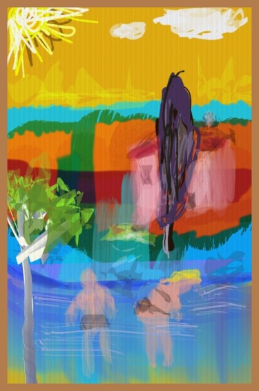 Arts numériques intitulée "Baignade" par Jacky Patin, Œuvre d'art originale, Peinture numérique