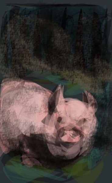 Arte digitale intitolato "Thé pig..." da Jacky Patin, Opera d'arte originale
