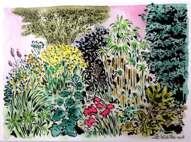 Peinture intitulée "Un jardin extraordi…" par Jacques Lelievre, Œuvre d'art originale, Aquarelle