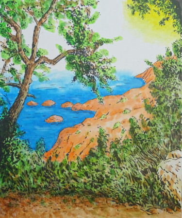 Peinture intitulée "Méditerranée - Près…" par Jacques Lelievre, Œuvre d'art originale, Acrylique