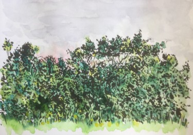 Painting titled "Forêt" by Jacques Lelievre, Original Artwork, Watercolor