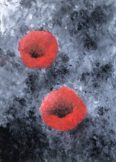 Fleurs de bitume Peinture intitulée "Fleurs de bitume" par Jacques Lelievre, Œuvre d'art originale, Huile