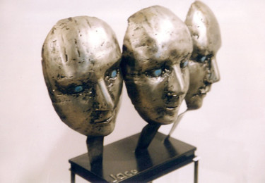 Sculpture intitulée "Clônes blancs aux y…" par Jaco, Œuvre d'art originale, Métaux