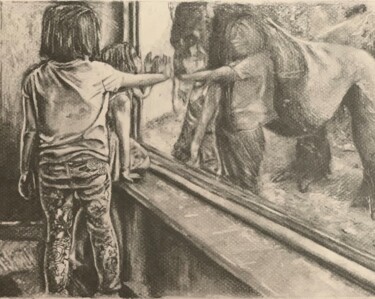 Drawing titled "Connection" by Jacob Haws, Original Artwork, Charcoal
