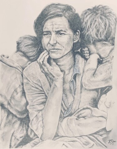 Disegno intitolato "Mother" da Jacob Haws, Opera d'arte originale, Carbone