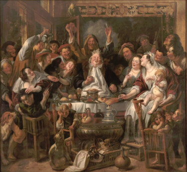 Pintura intitulada "Le Roi boit" por Jacob Jordaens, Obras de arte originais, Óleo
