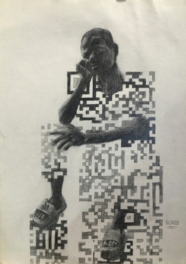 Σχέδιο με τίτλο "Scanning" από Jacob Mesu, Αυθεντικά έργα τέχνης, Μολύβι