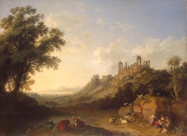 Pintura intitulada "Temple en ruine en…" por Jacob Philipp Hackert, Obras de arte originais, Óleo