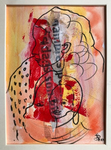 Pittura intitolato "Dans les bras" da Jacob Diboum, Opera d'arte originale, Pennarello
