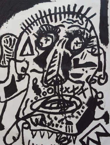 Pittura intitolato "Basquiat maya" da Jacopo Cozzaglio, Opera d'arte originale, Olio