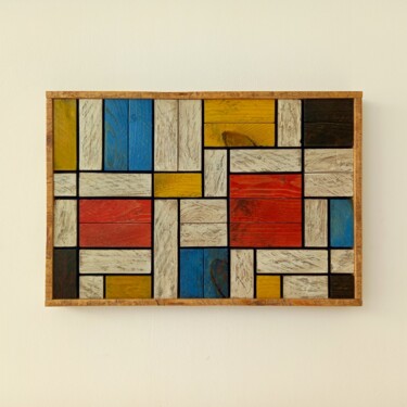 Design intitulada "Mondrian Wood" por Jacopo Rossi, Obras de arte originais, Quadro de Arte