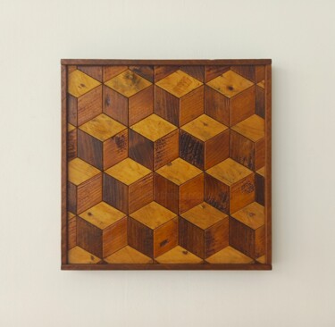 Design getiteld "Wood cube gommalacca" door Jacopo Rossi, Origineel Kunstwerk, Tabel kunst