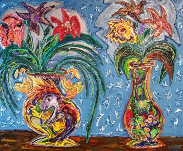Peinture intitulée "Two Vases" par Jose Acosta, Œuvre d'art originale, Acrylique Monté sur Châssis en bois