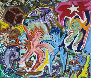 Painting titled "The Dance" by Jose Acosta, Original Artwork, Acrylic Mounted on Wood Stretcher frame
