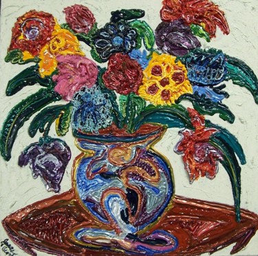 Ζωγραφική με τίτλο "Copper Vase" από Jose Acosta, Αυθεντικά έργα τέχνης, Ακρυλικό Τοποθετήθηκε στο Ξύλινο φορείο σκελετό