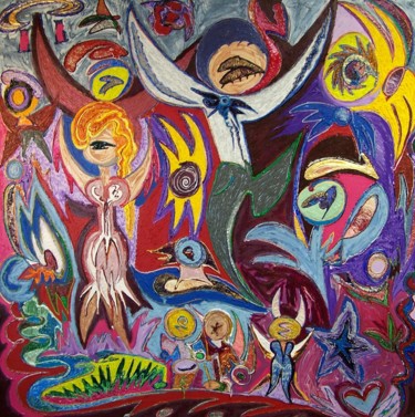 Painting titled "Story" by Jose Acosta, Original Artwork, Acrylic