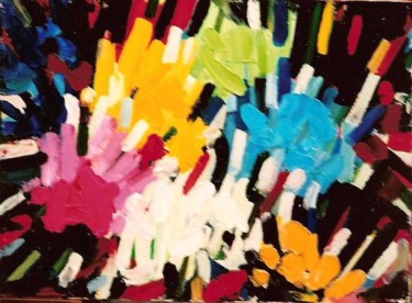 fleurs abstraites. Peinture intitulée "fleurs abstraites." par Jacques Copau, Œuvre d'art originale, Huile