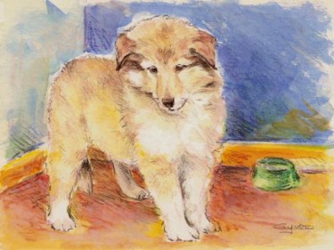 Peinture intitulée "Jeune chien." par Jacques Copau, Œuvre d'art originale, Huile