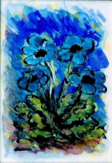 Peinture intitulée "Fleurs bleus." par Jacques Copau, Œuvre d'art originale, Huile