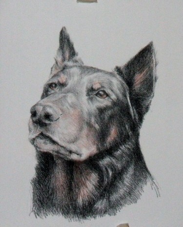 Peinture intitulée "Grand chien noir et…" par Jacques Copau, Œuvre d'art originale, Huile