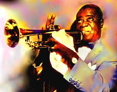 Painting titled "Louis Armstrong" by Jacqueline Amos, Original Artwork