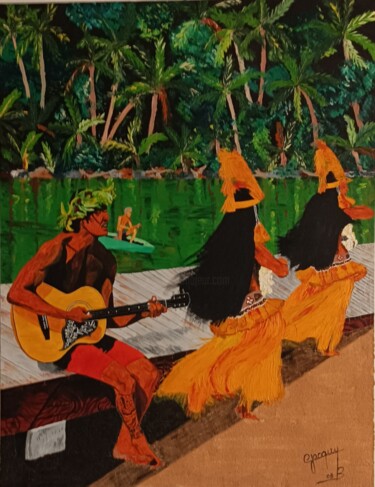 Pintura titulada "Musique et danse d…" por Jacqueline Chatelain, Obra de arte original, Oleo Montado en Bastidor de camilla…