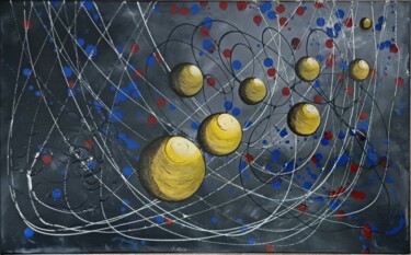Painting titled "Univers n4" by Jacqueline Chatelain, Original Artwork, Acrylic Mounted on Wood Stretcher frame
