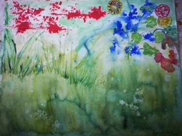 Peinture intitulée "Fleur des champs" par Jacqueline Claux (Jaklinclo), Œuvre d'art originale, Aquarelle