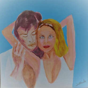 Painting titled "AMOUREUX" by Jacqueline Claux (Jaklinclo), Original Artwork, Acrylic Mounted on Wood Stretcher frame