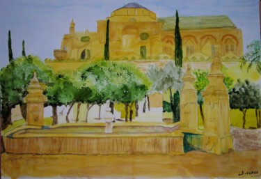 Malerei mit dem Titel "La mosquée de Cordo…" von Jacqueline Claux (Jaklinclo), Original-Kunstwerk, Aquarell