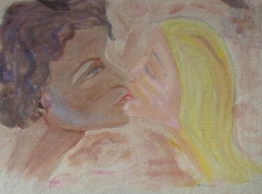 Pintura intitulada "Le baiser d'Otello…" por Jacqueline Claux (Jaklinclo), Obras de arte originais, Aquarela