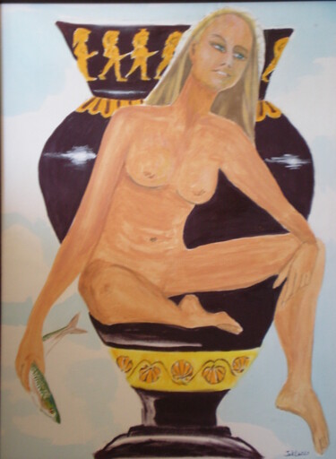 Malerei mit dem Titel "Grecque" von Jacqueline Claux (Jaklinclo), Original-Kunstwerk, Öl