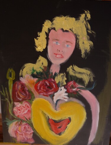 Painting titled "La NANA de Zola" by Jacqueline Claux (Jaklinclo), Original Artwork, Oil Mounted on Wood Stretcher frame