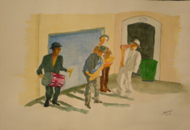 Malarstwo zatytułowany „Le boeuf le jazz” autorstwa Jacqueline Claux (Jaklinclo), Oryginalna praca, Akwarela