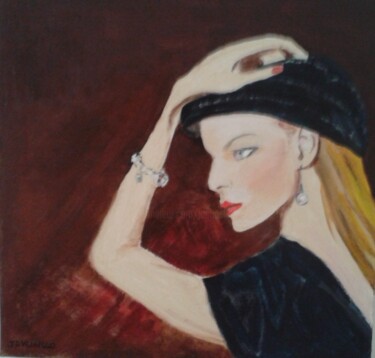 Картина под названием "Ma petite robe noire" - Jacqueline Claux (Jaklinclo), Подлинное произведение искусства, Масло Установ…