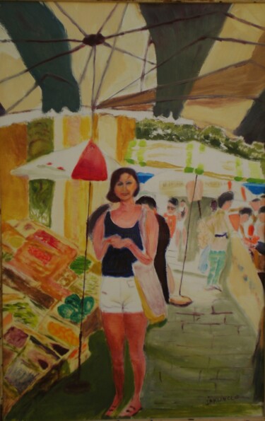 Peinture intitulée "Au marché provençal" par Jacqueline Claux (Jaklinclo), Œuvre d'art originale, Huile