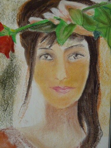 Pittura intitolato "La fleur que tu m'a…" da Jacqueline Claux (Jaklinclo), Opera d'arte originale, Pastello Montato su Carto…