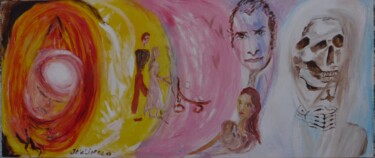 Peinture intitulée "la vie et la mort" par Jacqueline Claux (Jaklinclo), Œuvre d'art originale, Huile Monté sur Châssis en b…