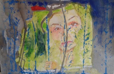 Peinture intitulée "Enfermée" par Jacqueline Claux (Jaklinclo), Œuvre d'art originale, Aquarelle