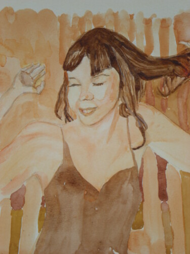Peinture intitulée "Jeune fille" par Jacqueline Claux (Jaklinclo), Œuvre d'art originale, Aquarelle