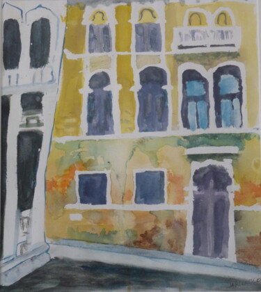 Painting titled "Une rue de Venise" by Jacqueline Claux (Jaklinclo), Original Artwork, Watercolor