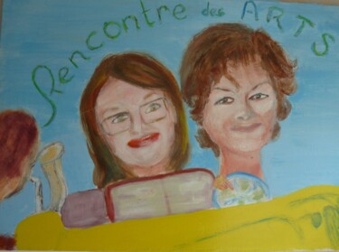 Schilderij getiteld "les deux amies arti…" door Jacqueline Claux (Jaklinclo), Origineel Kunstwerk, Olie Gemonteerd op Frame…