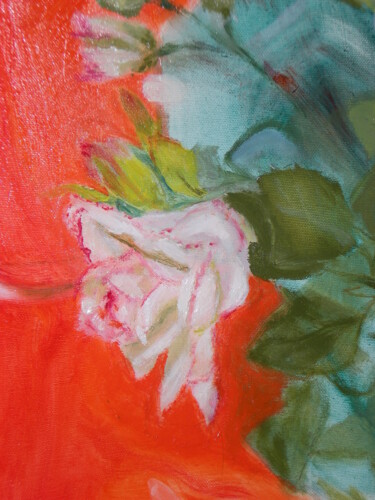 Schilderij getiteld "rose" door Jacqueline Claux (Jaklinclo), Origineel Kunstwerk, Olie