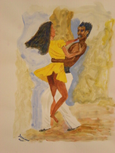 Malerei mit dem Titel "Lambada mi amor !" von Jacqueline Claux (Jaklinclo), Original-Kunstwerk, Aquarell