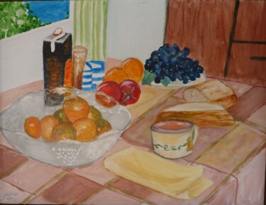 Ζωγραφική με τίτλο "Petit déjeuner en E…" από Jacqueline Claux (Jaklinclo), Αυθεντικά έργα τέχνης, Ακρυλικό