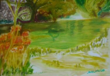 Painting titled "paysage de Méditerr…" by Jacqueline Claux (Jaklinclo), Original Artwork, Acrylic