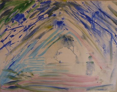 Pintura intitulada "le bout du tunnel" por Jacqueline Claux (Jaklinclo), Obras de arte originais, Aquarela