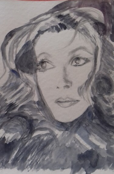 Disegno intitolato "Catherine Deneuve" da Jacqueline Claux (Jaklinclo), Opera d'arte originale, Matita