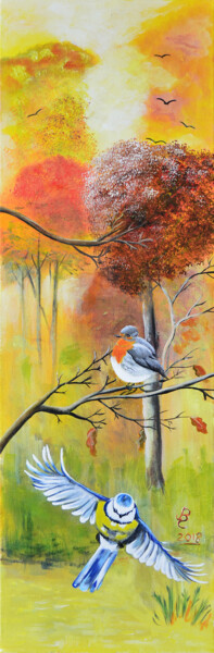 Peinture intitulée "Le chant des oiseaux" par Jacqueline Clermont (Jbc35), Œuvre d'art originale, Acrylique