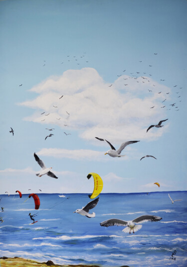 Peinture intitulée "Vive le vent" par Jacqueline Clermont (Jbc35), Œuvre d'art originale, Acrylique Monté sur artwork_cat.
